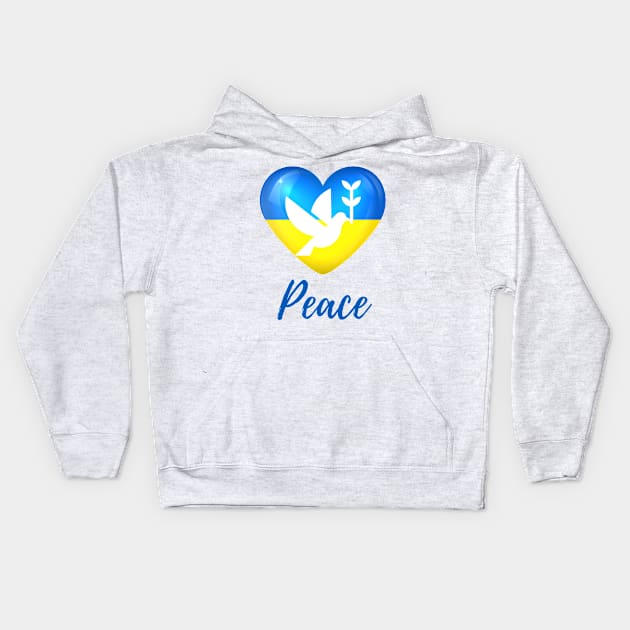 Ukraine Heart Peace Dove Kids Hoodie by She Gets Creative